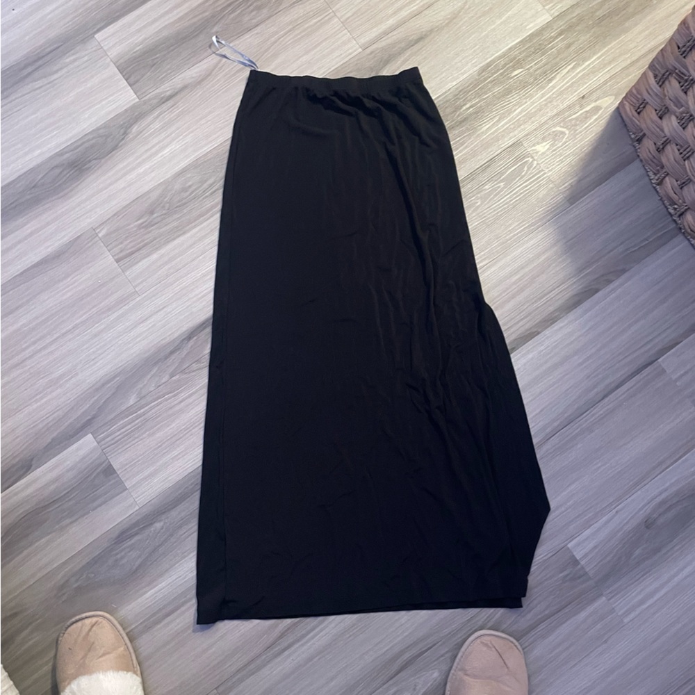 Long black skirt with slit